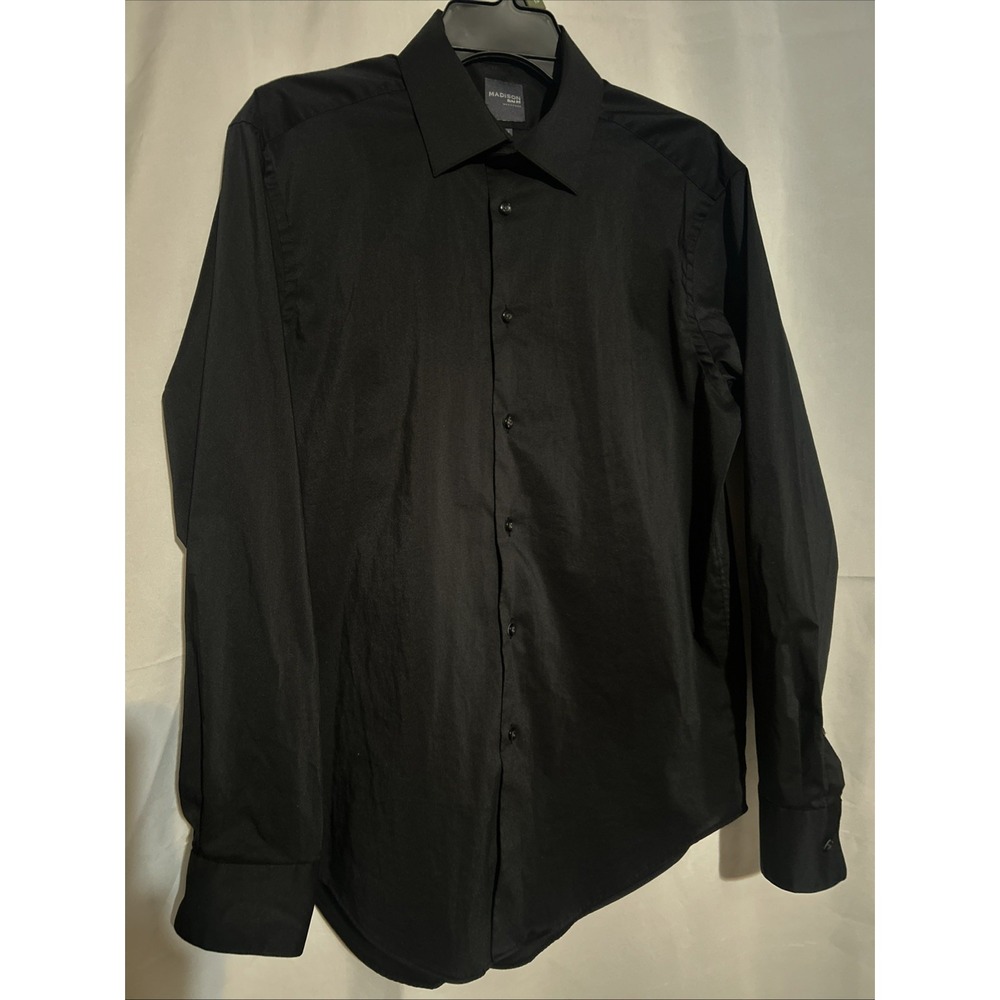 Madison Dress Shirt Men Size Medium Black Slim Fit Formal/Business